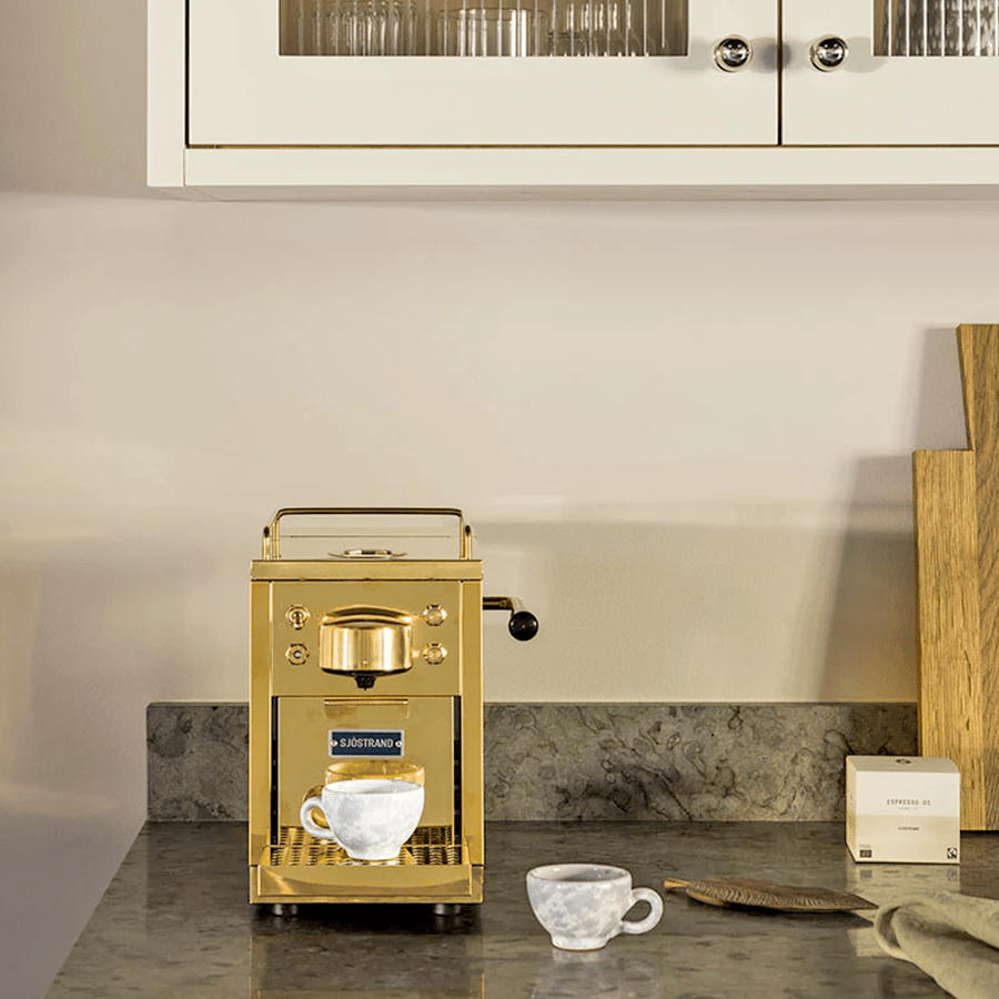 SJOSTRAND ESPRESSO COFFEE CAPSULE MACHINE BRASS - DYKE & DEAN