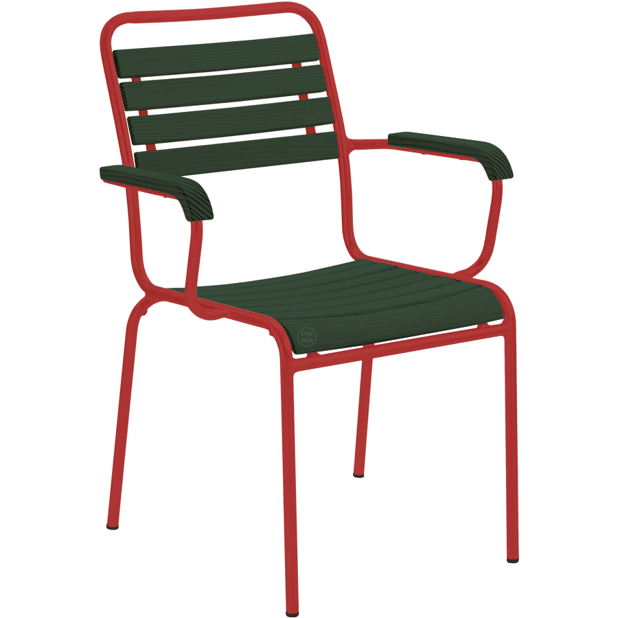 SLATTED GREENWOOD STACKING CHAIR COLOUR WITH ARMS