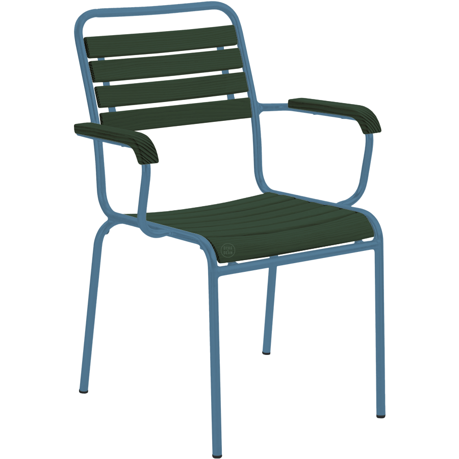 SLATTED GREENWOOD STACKING CHAIR COLOUR WITH ARMS