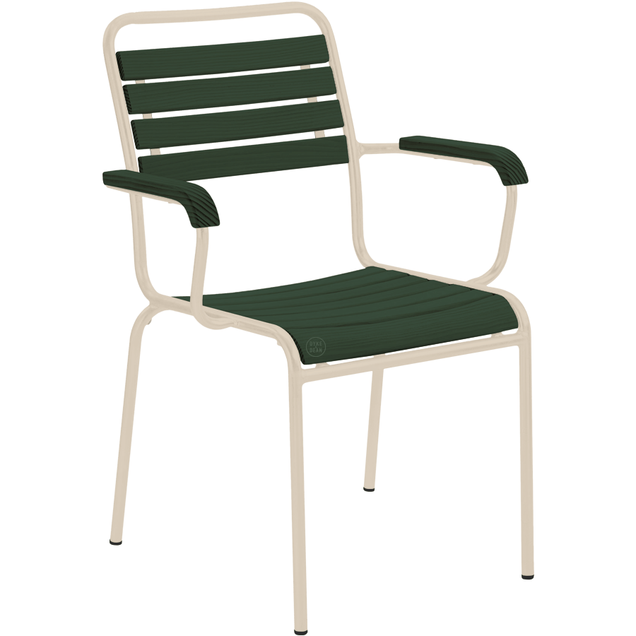 SLATTED GREENWOOD STACKING CHAIR COLOUR WITH ARMS