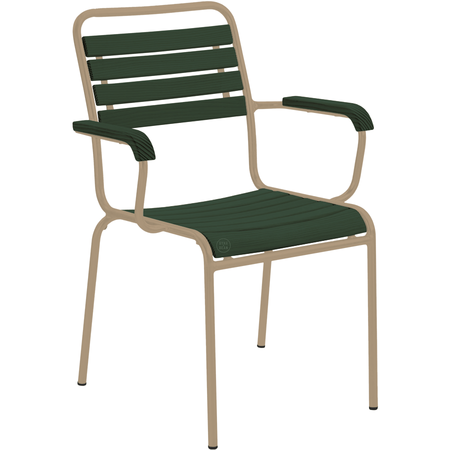SLATTED GREENWOOD STACKING CHAIR COLOUR WITH ARMS