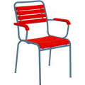 SLATTED REDWOOD STACKING CHAIR COLOUR WITH ARMS