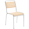 SLATTED WOOD COLOUR STACKING CHAIR GALVANISED