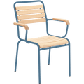 SLATTED WOOD STACKING CHAIR COLOUR WITH ARMS