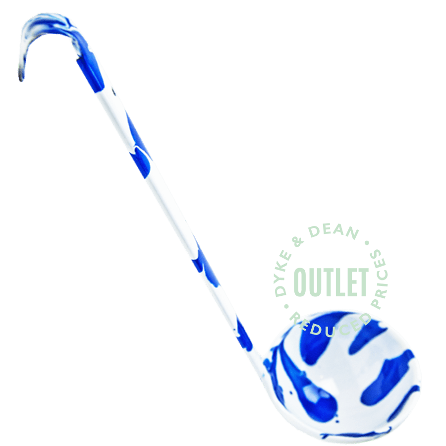 SLIPWARE ENAMEL BLUE WHITE LADLE OUTLET - DYKE & DEAN