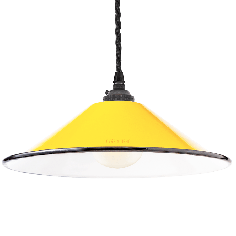 SMALL YELLOW ENAMEL CONE SHADE - DYKE & DEAN