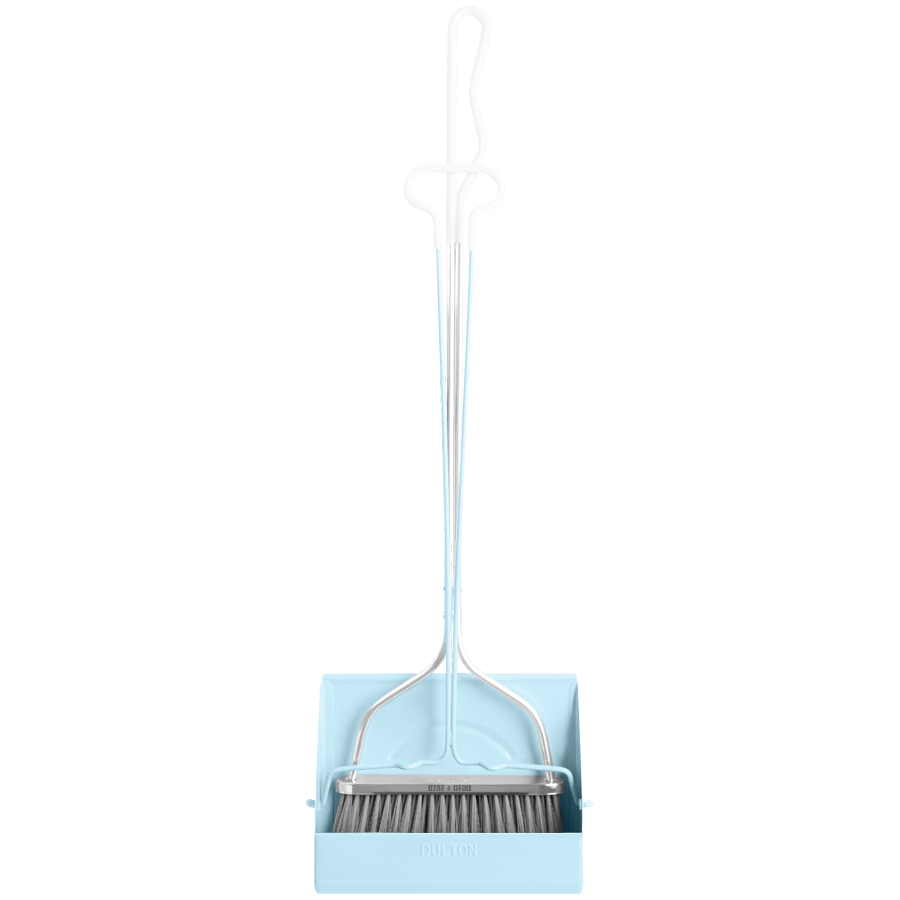 SMILEY DUST BROOM SET LONG HANDLE BLUE - DYKE & DEAN