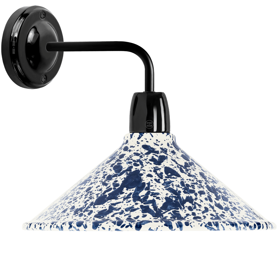SPLATTERWARE CONE SHADE BLACK WALL ARM LIGHT NAVY - DYKE & DEAN