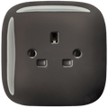 Brown square porcelain UK 3-pin wall socket by Katy Paty