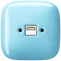 SQUARE PORCELAIN WALL USB CHARGER PASTEL BLUE - DYKE & DEAN