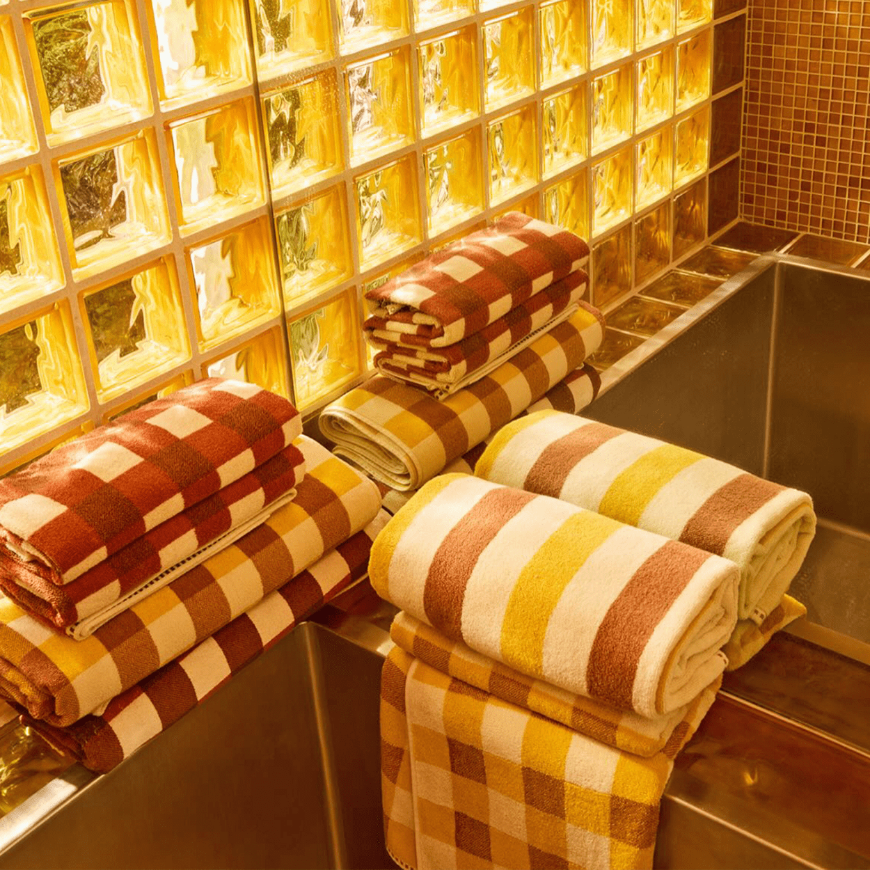 STRIPE BATH SHEET TOWEL CANYON - DYKE & DEAN