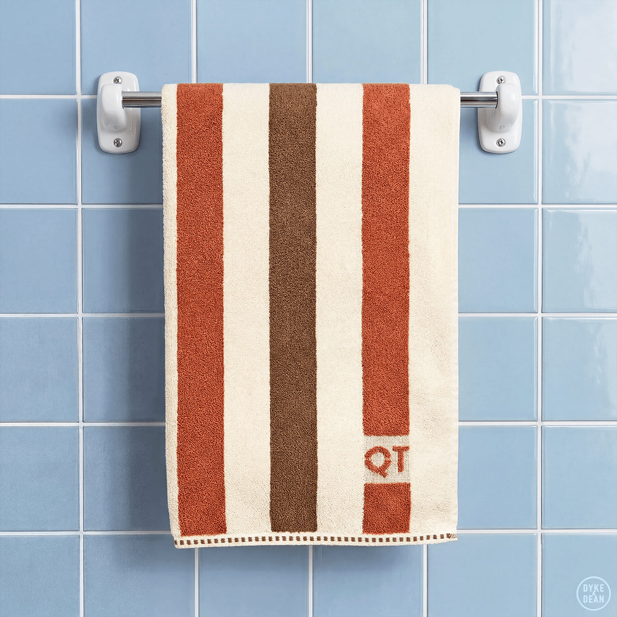 STRIPE BATH SHEET TOWEL CHOCOLATE - DYKE & DEAN
