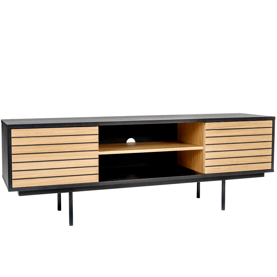 STRIPE BLACK TV SIDEBOARD OAK - DYKE & DEAN