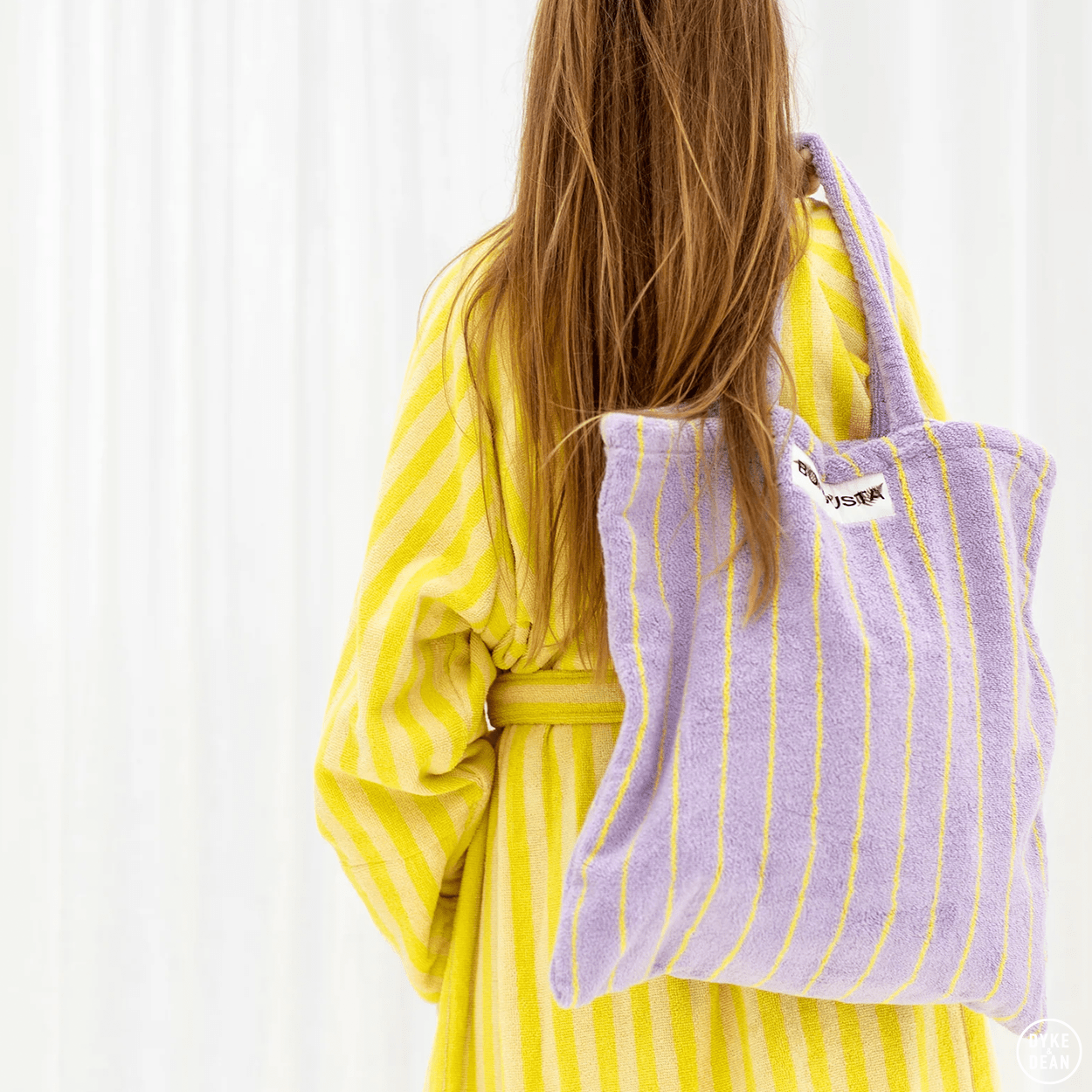 TOWEL FABRIC TOTE BAG LILAC & NEON YELLOW - DYKE & DEAN