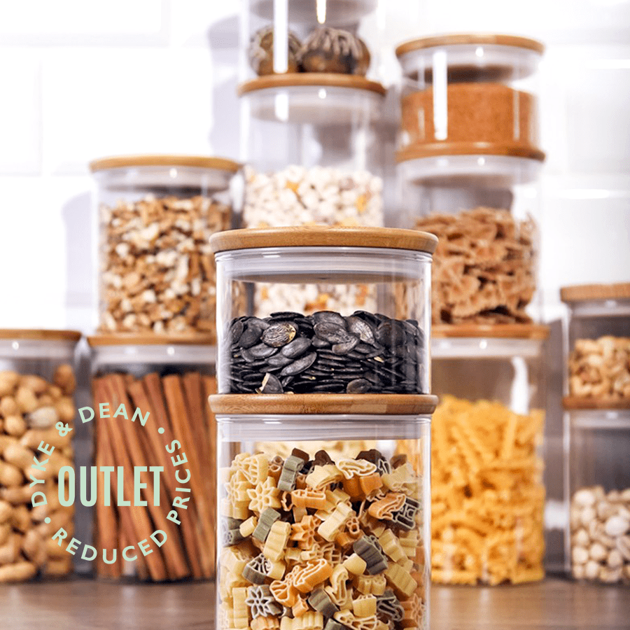 TRENDGLAS GLASS STACKING BAMBOO STORAGE JAR LARGE OUTLET - DYKE & DEAN