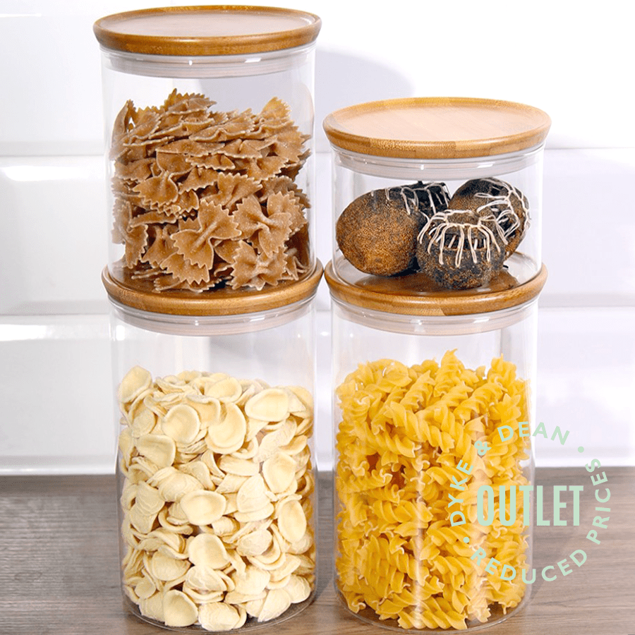 TRENDGLAS GLASS STACKING BAMBOO STORAGE JAR LARGE OUTLET - DYKE & DEAN