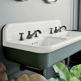 TRUE LITE CERAMIC MOUNTED DOUBLE SINK WHITE LEGS - DYKE & DEAN