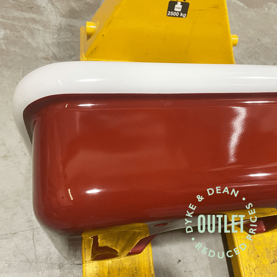 TRUE LITE CERAMIC MOUNTED MEDIUM SINK WITH BORDEAUX RED BASE OUTLET - DYKE & DEAN