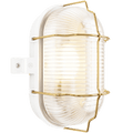 WATERPROOF GLASS & NICKEL WHITE BULKHEAD LAMP - DYKE & DEAN