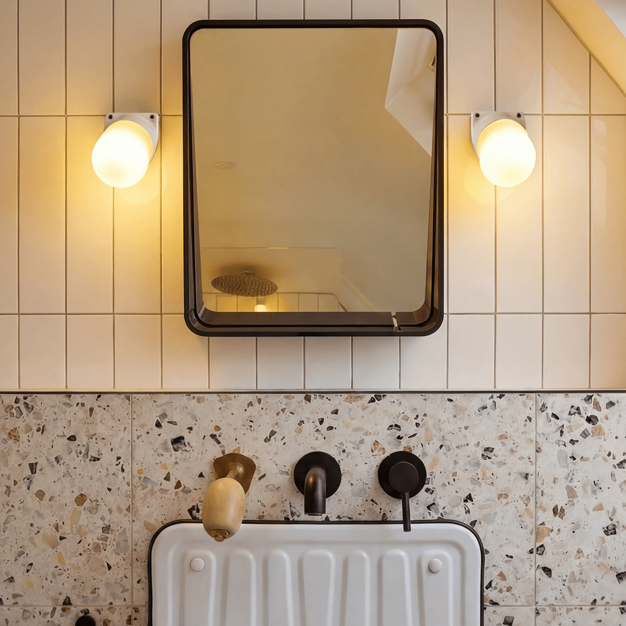WHITE FROSTED PORCELAIN WATERPROOF ANGLED WALL LIGHT - DYKE & DEAN