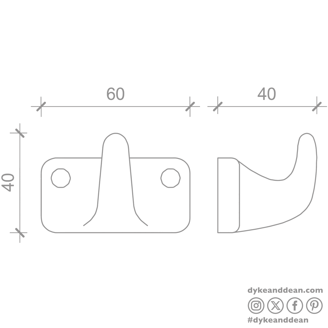 WHITE PORCELAIN HOOK 1 - DYKE & DEAN