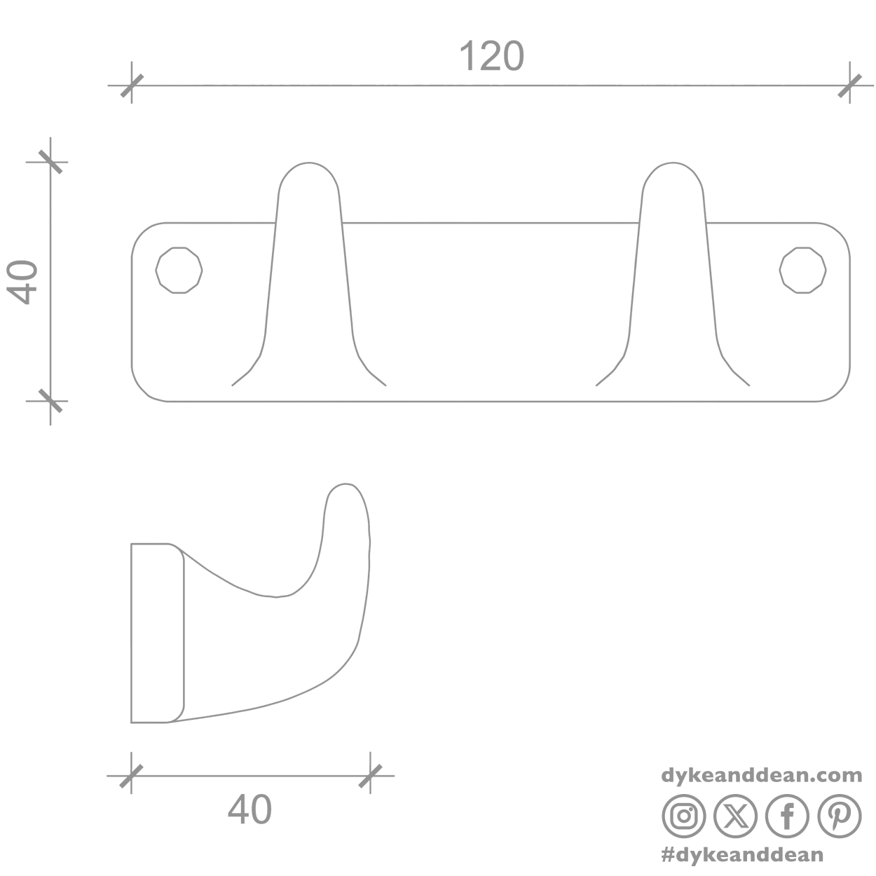 WHITE PORCELAIN HOOK 2 - DYKE & DEAN