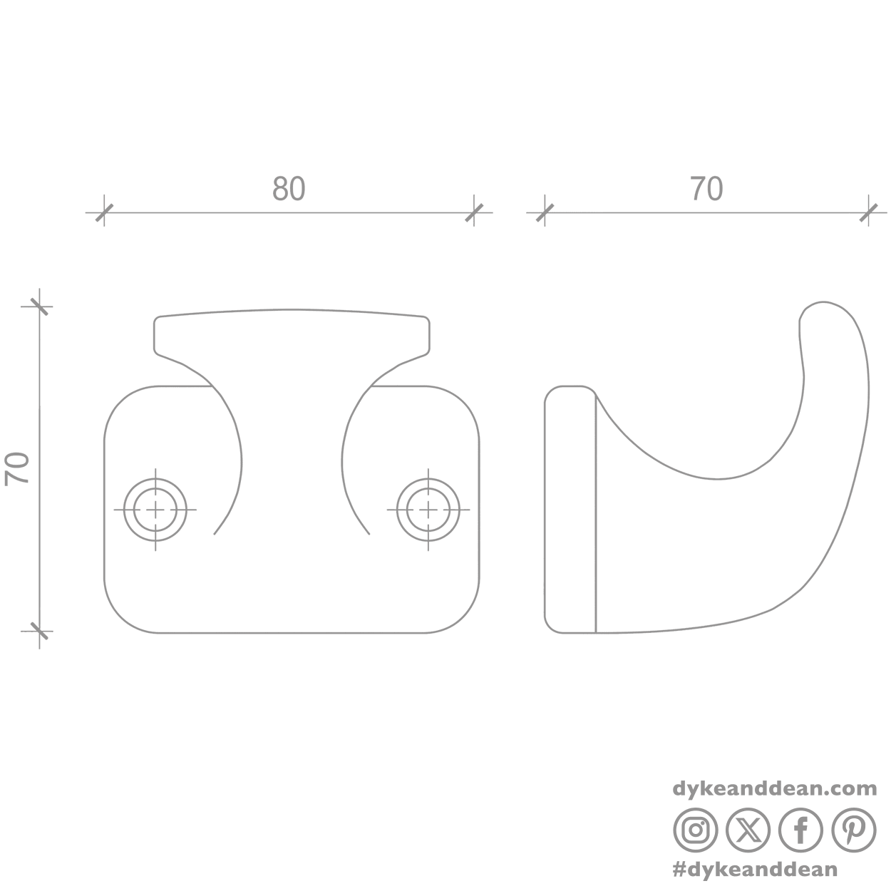 WHITE PORCELAIN ROBE HOOK - DYKE & DEAN