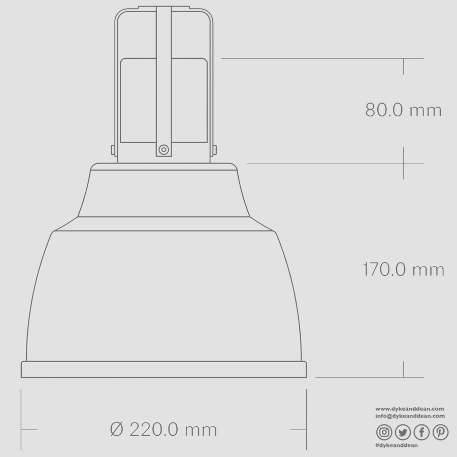 WHITE STAY HOT HEAT LAMP PENDANT FOCUS IO CORD - DYKE & DEAN
