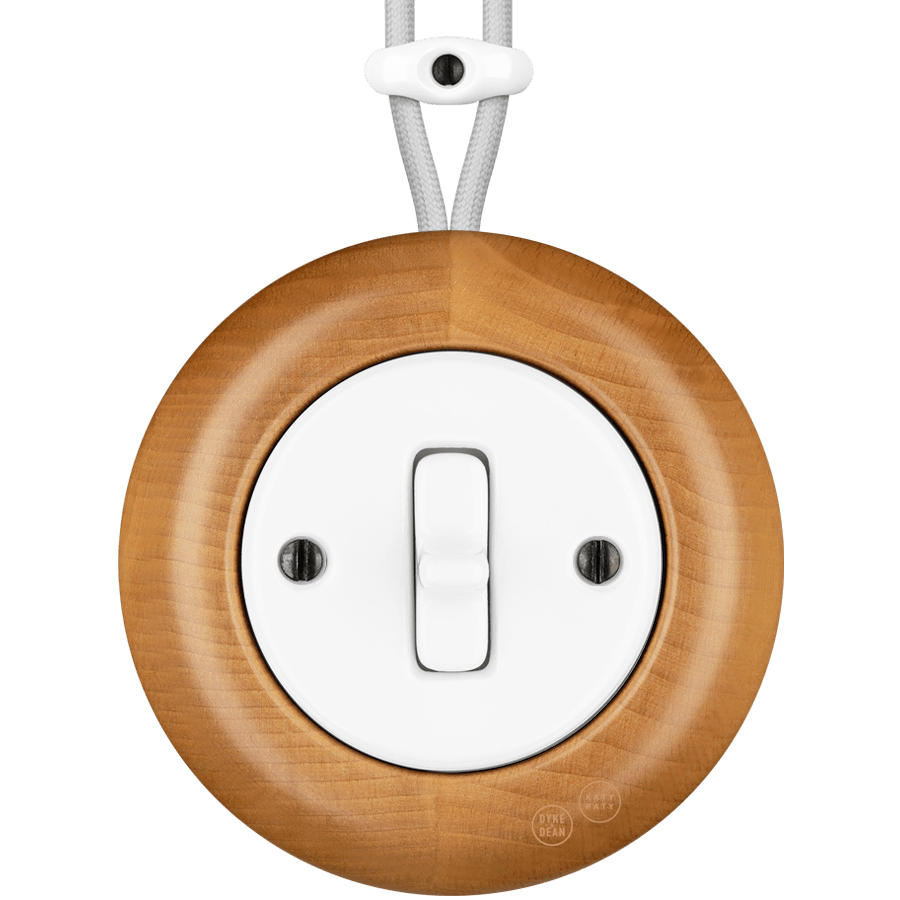 WOODEN PORCELAIN SURFACE MOUNTED FAGUS TOGGLE SWITCH - DYKE & DEAN