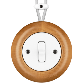 WOODEN PORCELAIN SURFACE MOUNTED FAGUS TOGGLE SWITCH - DYKE & DEAN