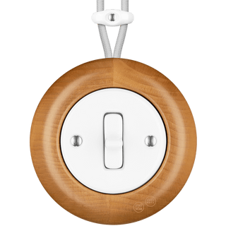 WOODEN PORCELAIN SURFACE MOUNTED FAGUS TOGGLE SWITCH - DYKE & DEAN