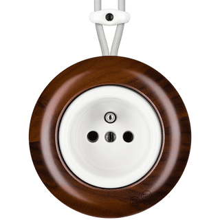 WOODEN PORCELAIN SURFACE MOUNTED NUC MAG EURO PIN SOCKET - DYKE & DEAN