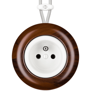 WOODEN PORCELAIN SURFACE MOUNTED NUC MAG EURO PIN SOCKET - DYKE & DEAN
