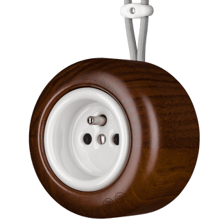 WOODEN PORCELAIN SURFACE MOUNTED NUC MAG EURO PIN SOCKET - DYKE & DEAN
