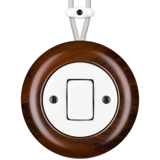WOODEN PORCELAIN SURFACE MOUNTED NUC MAG FAT BUTTON SWITCH - DYKE & DEAN