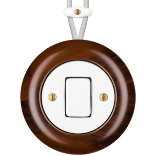 WOODEN PORCELAIN SURFACE MOUNTED NUC MAG FAT BUTTON SWITCH - DYKE & DEAN