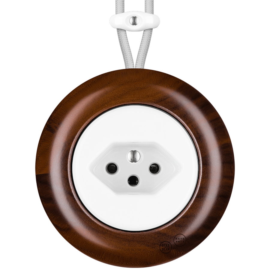 WOODEN PORCELAIN SURFACE MOUNTED NUC MAG SOCKET SWISS - DYKE & DEAN