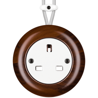 WOODEN PORCELAIN SURFACE MOUNTED NUC MAG SOCKET UK - DYKE & DEAN