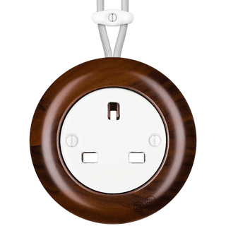 WOODEN PORCELAIN SURFACE MOUNTED NUC MAG SOCKET UK - DYKE & DEAN