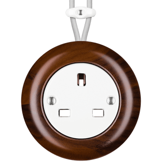 WOODEN PORCELAIN SURFACE MOUNTED NUC MAG SOCKET UK - DYKE & DEAN