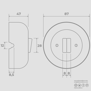 WOODEN PORCELAIN SURFACE MOUNTED NUCLEUS DOUBLE SLIM BUTTON SWITCH - DYKE & DEAN