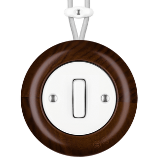 WOODEN PORCELAIN SURFACE MOUNTED NUCLEUS SLIM BUTTON SWITCH - DYKE & DEAN