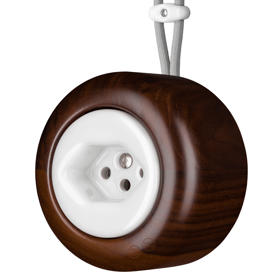 WOODEN PORCELAIN SURFACE MOUNTED NUCLEUS SOCKET SWISS - DYKE & DEAN