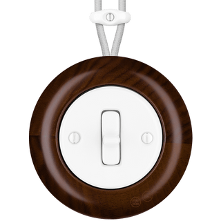 WOODEN PORCELAIN SURFACE MOUNTED NUCLEUS TOGGLE SWITCH - DYKE & DEAN