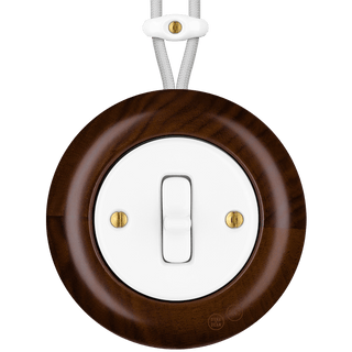 WOODEN PORCELAIN SURFACE MOUNTED NUCLEUS TOGGLE SWITCH - DYKE & DEAN