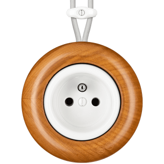 WOODEN PORCELAIN SURFACE MOUNTED PADELUS EURO PIN SOCKET - DYKE & DEAN