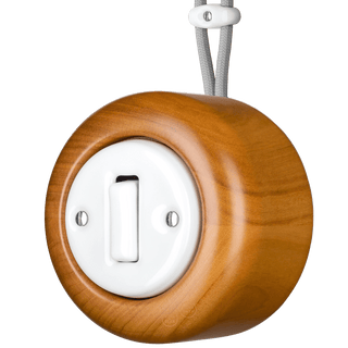WOODEN PORCELAIN SURFACE MOUNTED PADELUS SLIM BUTTON SWITCH - DYKE & DEAN