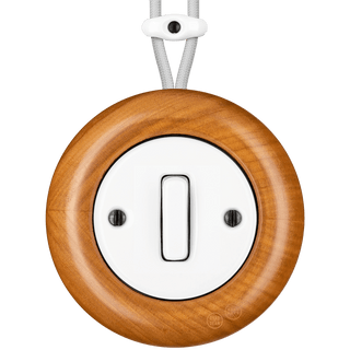 WOODEN PORCELAIN SURFACE MOUNTED PADELUS SLIM BUTTON SWITCH - DYKE & DEAN