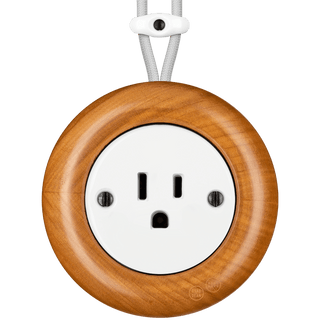 WOODEN PORCELAIN SURFACE MOUNTED PADELUS SOCKET USA 15AMP - DYKE & DEAN