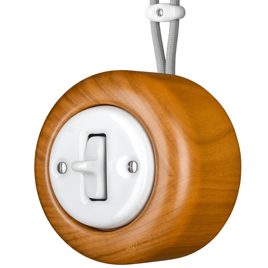 WOODEN PORCELAIN SURFACE MOUNTED PADELUS TOGGLE SWITCH - DYKE & DEAN